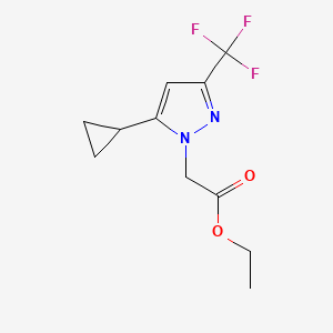molecular formula C11H13F3N2O2 B3334737 ethyl [5-cyclopropyl-3-(trifluoromethyl)-1H-pyrazol-1-yl]acetate CAS No. 1002033-66-0
