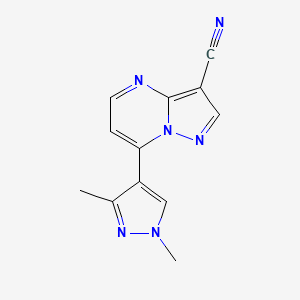 molecular formula C12H10N6 B3334747 7-(1,3-dimethyl-1H-pyrazol-4-yl)pyrazolo[1,5-a]pyrimidine-3-carbonitrile CAS No. 1002243-77-7
