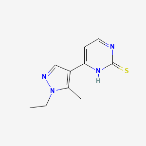 molecular formula C10H12N4S B3334754 4-(1-ethyl-5-methyl-1H-pyrazol-4-yl)pyrimidine-2-thiol CAS No. 1002243-80-2