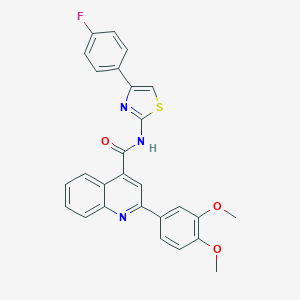 molecular formula C27H20FN3O3S B333476 2-(3,4-dimethoxyphenyl)-N-[4-(4-fluorophenyl)-1,3-thiazol-2-yl]quinoline-4-carboxamide 