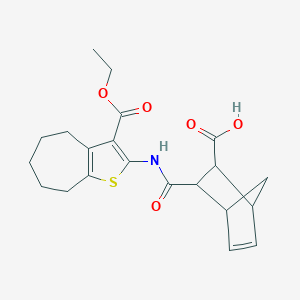 molecular formula C21H25NO5S B333477 3-{[3-(ethoxycarbonyl)-5,6,7,8-tetrahydro-4H-cyclohepta[b]thiophen-2-yl]carbamoyl}bicyclo[2.2.1]hept-5-ene-2-carboxylic acid 