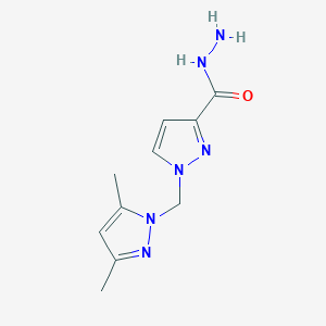 molecular formula C10H14N6O B3334787 1-((3,5-Dimethyl-1H-pyrazol-1-yl)methyl)-1H-pyrazole-3-carbohydrazide CAS No. 1004192-92-0
