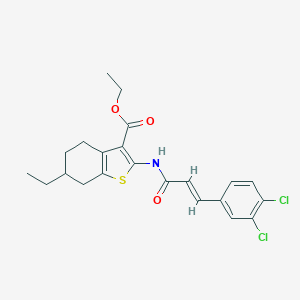 molecular formula C22H23Cl2NO3S B333479 Ethyl 2-{[3-(3,4-dichlorophenyl)acryloyl]amino}-6-ethyl-4,5,6,7-tetrahydro-1-benzothiophene-3-carboxylate 