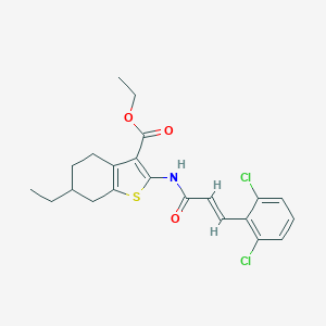 molecular formula C22H23Cl2NO3S B333480 Ethyl 2-{[3-(2,6-dichlorophenyl)acryloyl]amino}-6-ethyl-4,5,6,7-tetrahydro-1-benzothiophene-3-carboxylate 