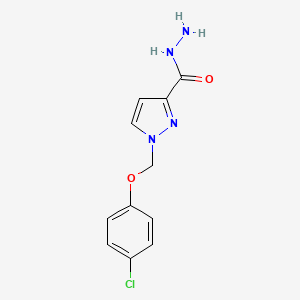 molecular formula C11H11ClN4O2 B3334854 1-((4-Chlorophenoxy)methyl)-1H-pyrazole-3-carbohydrazide CAS No. 1004194-06-2