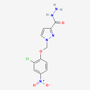 molecular formula C11H10ClN5O4 B3334862 1-((2-Chloro-4-nitrophenoxy)methyl)-1H-pyrazole-3-carbohydrazide CAS No. 1004194-19-7