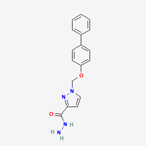molecular formula C17H16N4O2 B3334898 1-(([1,1'-Biphenyl]-4-yloxy)methyl)-1H-pyrazole-3-carbohydrazide CAS No. 1004643-36-0
