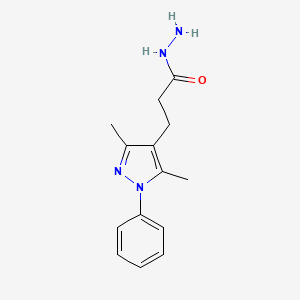 molecular formula C14H18N4O B3334900 3-(3,5-dimethyl-1-phenyl-1H-pyrazol-4-yl)propanehydrazide CAS No. 1004643-37-1