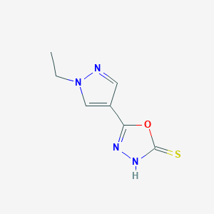molecular formula C7H8N4OS B3334908 5-(1-ethyl-1H-pyrazol-4-yl)-1,3,4-oxadiazole-2-thiol CAS No. 1004643-47-3