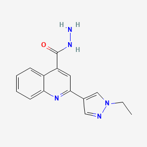 molecular formula C15H15N5O B3334910 2-(1-ethyl-1H-pyrazol-4-yl)quinoline-4-carbohydrazide CAS No. 1004643-75-7