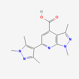 molecular formula C15H17N5O2 B3334939 1,3-dimethyl-6-(1,3,5-trimethyl-1H-pyrazol-4-yl)-1H-pyrazolo[3,4-b]pyridine-4-carboxylic acid CAS No. 1004727-40-5