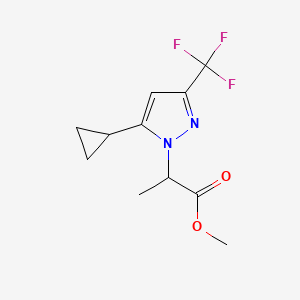 molecular formula C11H13F3N2O2 B3334948 Methyl 2-(5-cyclopropyl-3-(trifluoromethyl)-1H-pyrazol-1-yl)propanoate CAS No. 1005584-76-8