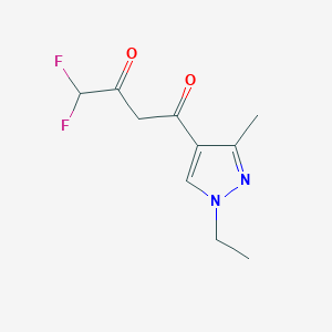 molecular formula C10H12F2N2O2 B3334965 1-(1-ethyl-3-methyl-1H-pyrazol-4-yl)-4,4-difluorobutane-1,3-dione CAS No. 1005629-65-1
