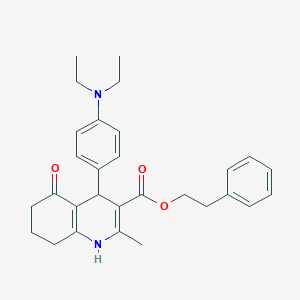 molecular formula C29H34N2O3 B333499 2-Phenylethyl 4-[4-(diethylamino)phenyl]-2-methyl-5-oxo-1,4,5,6,7,8-hexahydroquinoline-3-carboxylate 