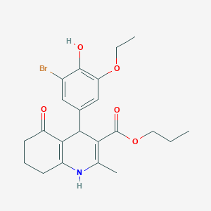 molecular formula C22H26BrNO5 B333500 Propyl 4-(3-bromo-5-ethoxy-4-hydroxyphenyl)-2-methyl-5-oxo-1,4,5,6,7,8-hexahydro-3-quinolinecarboxylate 