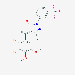 molecular formula C21H17Br2F3N2O3 B333501 4-(2,3-dibromo-4-ethoxy-5-methoxybenzylidene)-5-methyl-2-[3-(trifluoromethyl)phenyl]-2,4-dihydro-3H-pyrazol-3-one 