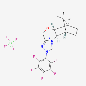 molecular formula C19H19BF9N3O B3335089 (1S,2R,10S,11R)-11,14,14-Trimethyl-5-(2,3,4,5,6-pentafluorophenyl)-9-oxa-5,6-diaza-3-azoniatetracyclo[9.2.1.02,10.03,7]tetradeca-3,6-diene;tetrafluoroborate CAS No. 1037287-81-2
