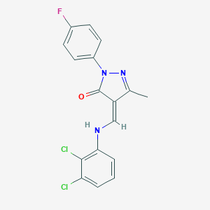 molecular formula C17H12Cl2FN3O B333509 (4Z)-4-[(2,3-dichloroanilino)methylidene]-2-(4-fluorophenyl)-5-methylpyrazol-3-one 