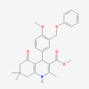 molecular formula C28H31NO5 B333512 Methyl 4-[4-methoxy-3-(phenoxymethyl)phenyl]-2,7,7-trimethyl-5-oxo-1,4,5,6,7,8-hexahydro-3-quinolinecarboxylate 
