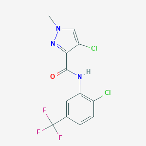 molecular formula C12H8Cl2F3N3O B333514 4-chloro-N-[2-chloro-5-(trifluoromethyl)phenyl]-1-methyl-1H-pyrazole-3-carboxamide 