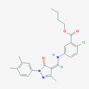 butyl 2-chloro-5-[[(Z)-[1-(3,4-dimethylphenyl)-3-methyl-5-oxopyrazol-4-ylidene]methyl]amino]benzoate