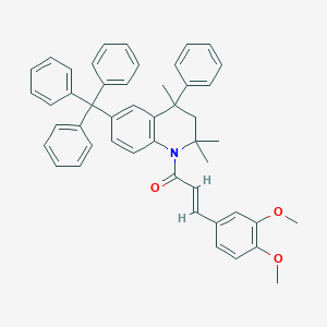 molecular formula C48H45NO3 B333523 1-[3-(3,4-Dimethoxyphenyl)acryloyl]-2,2,4-trimethyl-4-phenyl-6-trityl-1,2,3,4-tetrahydroquinoline 