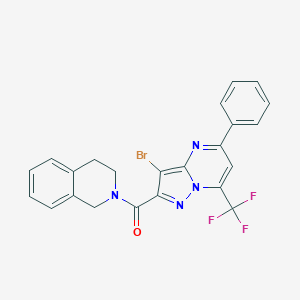 molecular formula C23H16BrF3N4O B333525 2-{[3-Bromo-5-phenyl-7-(trifluoromethyl)pyrazolo[1,5-a]pyrimidin-2-yl]carbonyl}-1,2,3,4-tetrahydroisoquinoline 