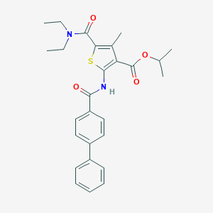 molecular formula C27H30N2O4S B333526 Propan-2-yl 2-[(biphenyl-4-ylcarbonyl)amino]-5-(diethylcarbamoyl)-4-methylthiophene-3-carboxylate 