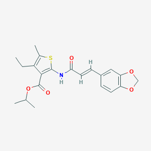 molecular formula C21H23NO5S B333534 Isopropyl 2-{[3-(1,3-benzodioxol-5-yl)acryloyl]amino}-4-ethyl-5-methyl-3-thiophenecarboxylate 