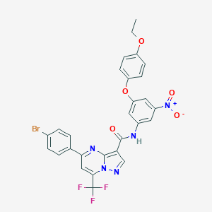 molecular formula C28H19BrF3N5O5 B333537 5-(4-bromophenyl)-N-{3-(4-ethoxyphenoxy)-5-nitrophenyl}-7-(trifluoromethyl)pyrazolo[1,5-a]pyrimidine-3-carboxamide 