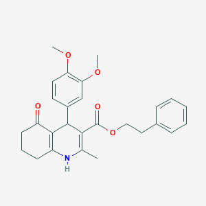 2-Phenylethyl 4-(3,4-dimethoxyphenyl)-2-methyl-5-oxo-1,4,5,6,7,8-hexahydroquinoline-3-carboxylate