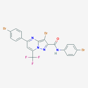 molecular formula C20H10Br3F3N4O B333539 3-bromo-N,5-bis(4-bromophenyl)-7-(trifluoromethyl)pyrazolo[1,5-a]pyrimidine-2-carboxamide 