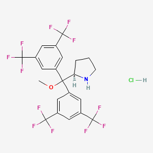 molecular formula C22H18ClF12NO B3335462 (R)-2-(Bis(3,5-bis(trifluoromethyl)phenyl)(methoxy)methyl)pyrrolidine hydrochloride CAS No. 1217447-55-6