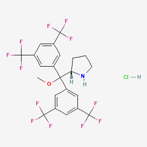 molecular formula C22H18ClF12NO B3335466 (S)-2-(Bis(3,5-bis(trifluoromethyl)phenyl)(methoxy)methyl)pyrrolidine hydrochloride CAS No. 1217463-07-4