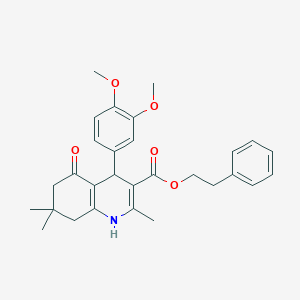 2-Phenylethyl 4-(3,4-dimethoxyphenyl)-2,7,7-trimethyl-5-oxo-1,4,5,6,7,8-hexahydroquinoline-3-carboxylate