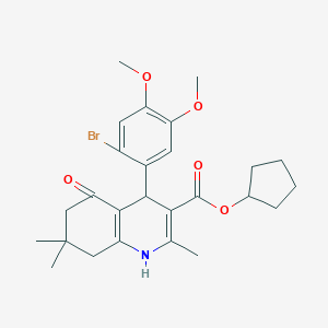 molecular formula C26H32BrNO5 B333551 Cyclopentyl 4-(2-bromo-4,5-dimethoxyphenyl)-2,7,7-trimethyl-5-oxo-1,4,5,6,7,8-hexahydro-3-quinolinecarboxylate 