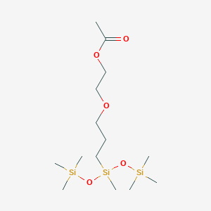 molecular formula C14H34O5Si3 B3335511 Poly(oxy-1,2-ethanediyl), alpha-acetyl-omega-[3-[1,3,3,3-tetramethyl-1-[(trimethylsilyl)oxy]-1-disiloxanyl]propoxy]- CAS No. 125997-17-3