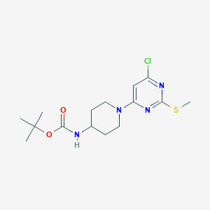 molecular formula C15H23ClN4O2S B3335520 [1-(6-Chloro-2-methylsulfanyl-pyrimidin-4-yl)-piperidin-4-yl]-carbamic acid tert-butyl ester CAS No. 1261232-33-0