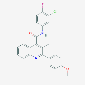molecular formula C24H18ClFN2O2 B333553 N-(3-chloro-4-fluorophenyl)-2-(4-methoxyphenyl)-3-methylquinoline-4-carboxamide 