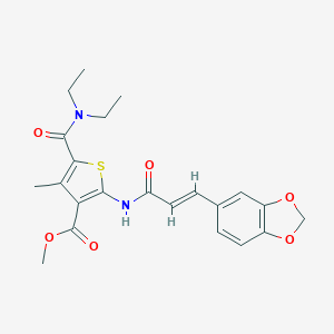 molecular formula C22H24N2O6S B333555 Methyl 2-{[3-(1,3-benzodioxol-5-yl)acryloyl]amino}-5-[(diethylamino)carbonyl]-4-methyl-3-thiophenecarboxylate 