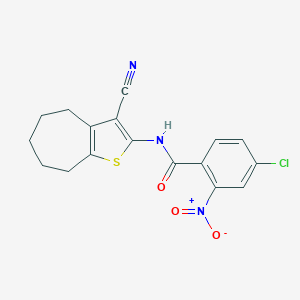 molecular formula C17H14ClN3O3S B333556 4-chloro-N-(3-cyano-5,6,7,8-tetrahydro-4H-cyclohepta[b]thiophen-2-yl)-2-nitrobenzamide 