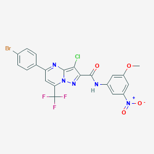molecular formula C21H12BrClF3N5O4 B333559 5-(4-bromophenyl)-3-chloro-N-(3-methoxy-5-nitrophenyl)-7-(trifluoromethyl)pyrazolo[1,5-a]pyrimidine-2-carboxamide 