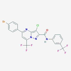 molecular formula C21H10BrClF6N4O B333561 5-(4-bromophenyl)-3-chloro-7-(trifluoromethyl)-N-[3-(trifluoromethyl)phenyl]pyrazolo[1,5-a]pyrimidine-2-carboxamide 