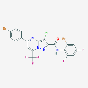 molecular formula C20H8Br2ClF5N4O B333567 N-(2-bromo-4,6-difluorophenyl)-5-(4-bromophenyl)-3-chloro-7-(trifluoromethyl)pyrazolo[1,5-a]pyrimidine-2-carboxamide 