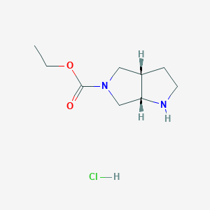 molecular formula C9H17ClN2O2 B3335799 cis-5-Ethoxycarbonyl-1H-hexahydropyrrolo[3,4-b]pyrrole Hydrochloride CAS No. 1363166-35-1