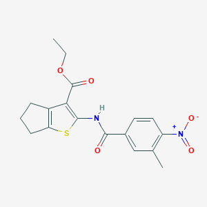 molecular formula C18H18N2O5S B333581 ethyl 2-({4-nitro-3-methylbenzoyl}amino)-5,6-dihydro-4H-cyclopenta[b]thiophene-3-carboxylate 