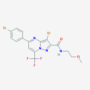 molecular formula C17H13Br2F3N4O2 B333582 3-bromo-5-(4-bromophenyl)-N-(2-methoxyethyl)-7-(trifluoromethyl)pyrazolo[1,5-a]pyrimidine-2-carboxamide 
