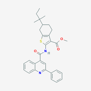 molecular formula C31H32N2O3S B333586 Methyl 6-tert-pentyl-2-{[(2-phenyl-4-quinolinyl)carbonyl]amino}-4,5,6,7-tetrahydro-1-benzothiophene-3-carboxylate 