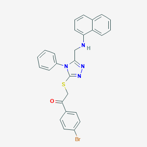 molecular formula C27H21BrN4OS B333594 1-(4-bromophenyl)-2-({5-[(1-naphthylamino)methyl]-4-phenyl-4H-1,2,4-triazol-3-yl}sulfanyl)ethanone 