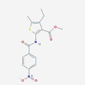 molecular formula C16H16N2O5S B333596 Methyl 4-ethyl-2-({4-nitrobenzoyl}amino)-5-methyl-3-thiophenecarboxylate 